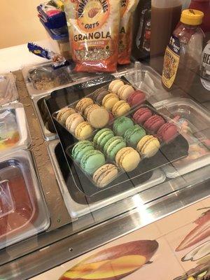 Macarons and other yummy ice cream toppings.