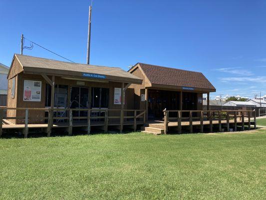 Outdoor exhibits consisting of a replica crab shanty and the waterman's pavilion.