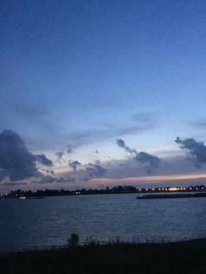 View of the Mississippi River from the levee.