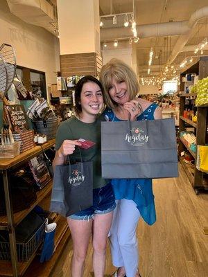 Me and beautiful granddaughter with Hey day jewelry, cosmetics and designer scarf!