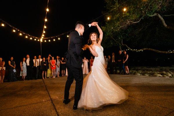 My bustle stayed intact despite all the twirls (and there were a lot) during our first dance