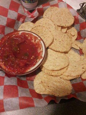 Nachos... just store bought chips and salsa.