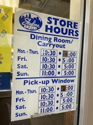 Updated hours