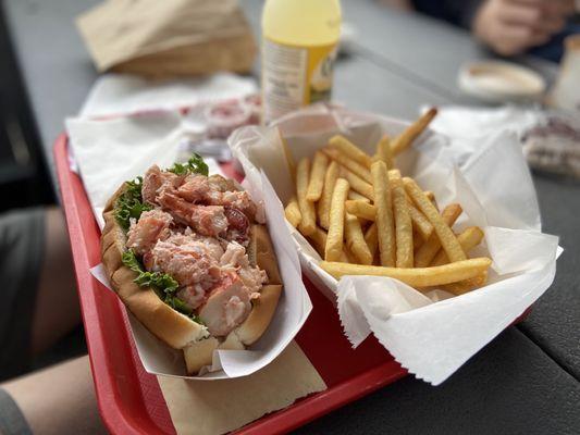 Lobster roll and fries