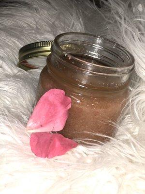 Fresh made hand and foot scrubs available