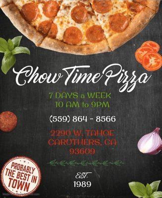 We are a family owned pizza parlor in the small town of Caruthers. Visit us to satisfy your hunger!