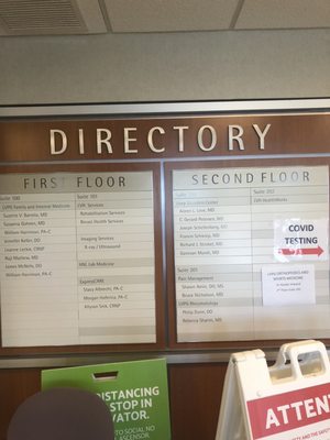 Directory for medical building