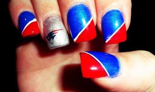 Done By Vicki at Tip Top Nails Grafton Street Worcester Massachusetts #PatsNation #PatriotsNails