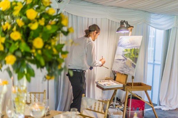 Live painting at wedding designed by Reception design and set up by Kayla Belle Weddings + Events @ Pelham Bay & Spilt Rock Golf Course