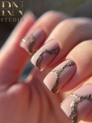 Hard gel manicure with design