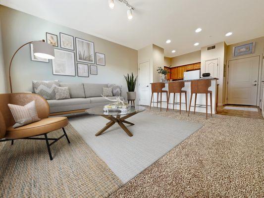 Living Room and Kitchen, Liberty Bend Apartments, Sandy, UT.