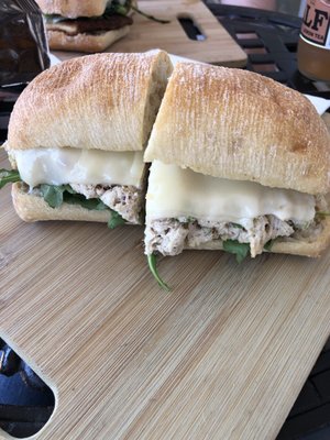 Tuna salad sandwich with long hots