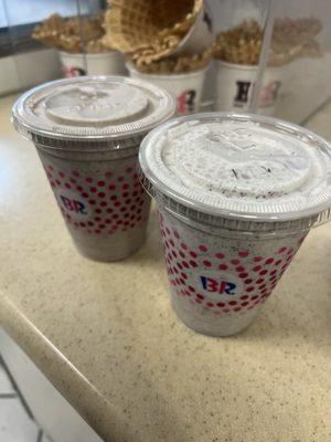 Mint Chocolate Chip shake and Oreo Cookies 'n Cream shake