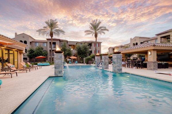 Front Pool at Sunset