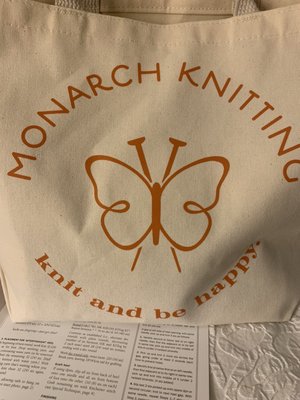 The lovely Monarch Knitting shop bag.