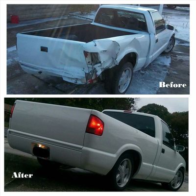 A before and after of a 2003 s10 we fixed