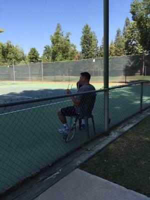 Shade in between games and chairs for spectators