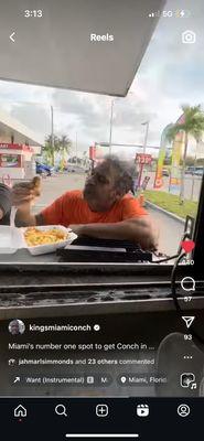 A Conch Connoisseur enjoy his freshly Prepared meal