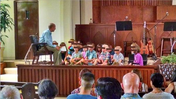 Kids' sermon (once a month, about 5 minutes long, before the regular sermon)