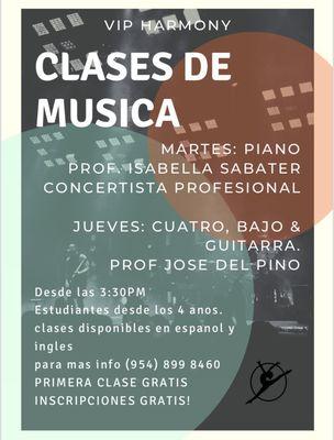 Horario de clases de musica