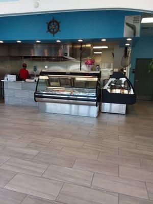 Front desk and fresh seafood bins