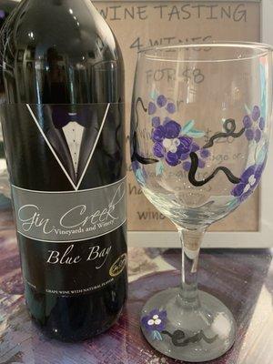 Take home a bottle of Gin Creek wine, add a hand painted wine glass for a great gift.