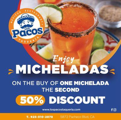 Buy One Micheladas and Get 2nd Micheladas at 50% Off