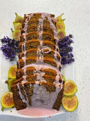 Lavender Fig Breakfast Loaf with Lavender Elderberry Glaze