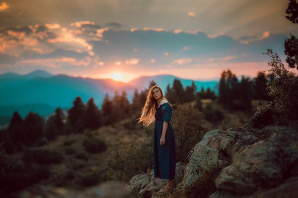 Girl in the mountains