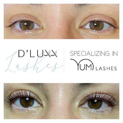 My before and after. I highly recommend getting the tint because my lashes are so light at the ends. Game changer.