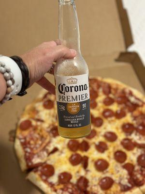 Large pepperoni with our added Corona Premier