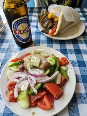 Greek Salad and Lamb Gyro