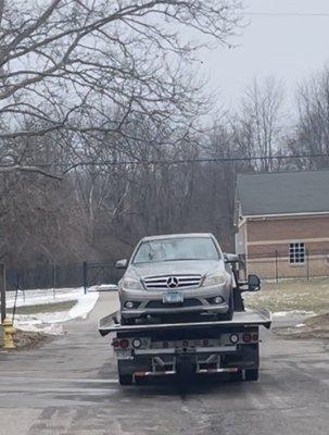 My Class Mercedes being hauled away to Mercedes of Ann Arbor. Worst mistake of my life.