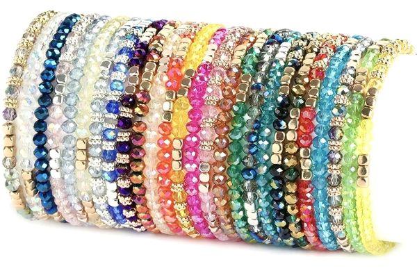 Beaded seed bead stretchy cord bracelets.