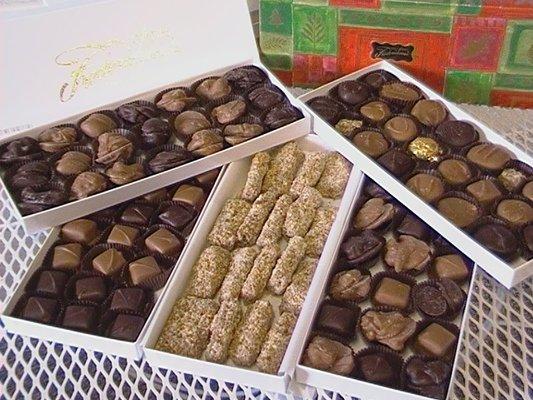 Gift boxes of chocolates.