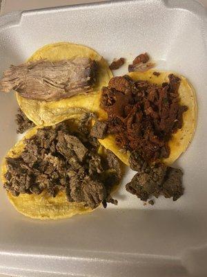 Street tacos ( carnitas, pastor, and asada )