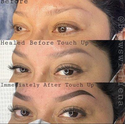 Touch up for ombre powder brows