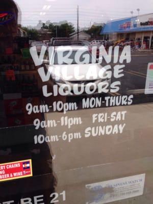 Virginia Village Liquors - Hours