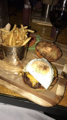 Burger with truffle fries