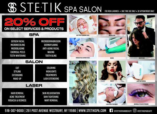 DISCOVER A WHOLE NEW YOU AT STETIK SPA SALON (must mention flyer in order to claim discount and book appointment)