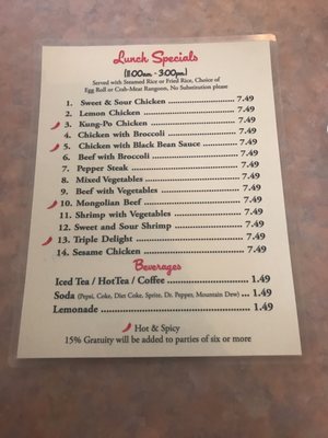 This is a updated picture of the menu taken 2/17/17