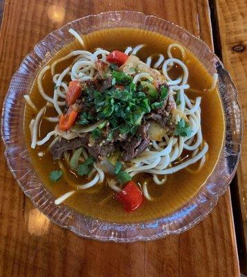 Very tasty Lagman Noodle soup with a choice of beef or chicken or even mix. Come and try! Best soup noodle you will ever taste