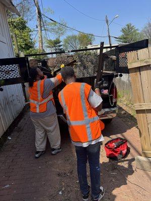 Filling dump truck with fences