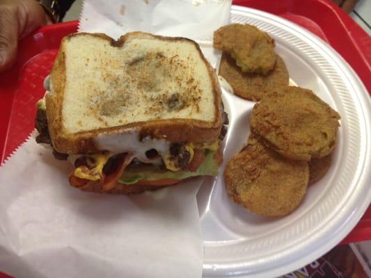 Abe's Slammin' Burger w/ side of fried green tomatoes