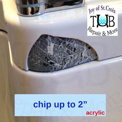 acrylic bathtub chip repair up to 2" at https://www.joyofstcroix.com/product/chip/