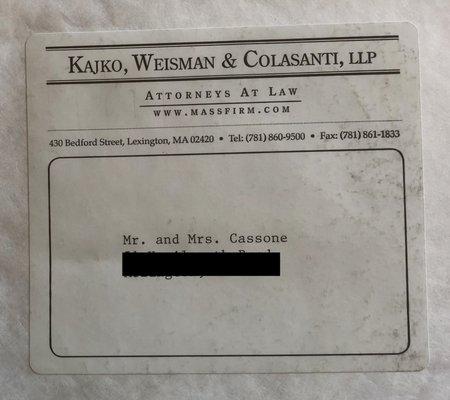 This is what we received in the mail after AnnMarie helped us purchase our house.  We're a gay couple. This is appalling.