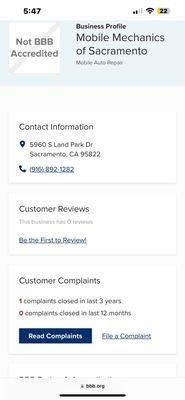 Complaint better business bureau