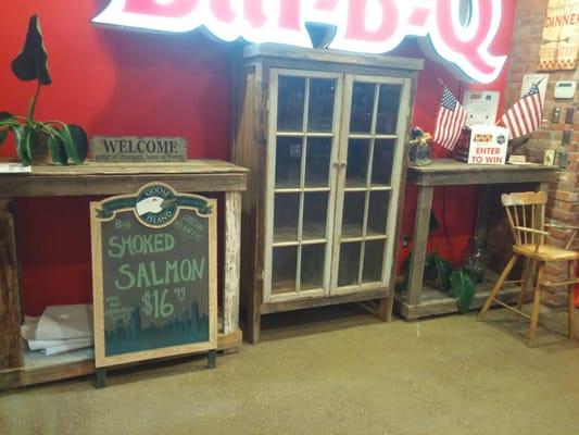 Created Both Side Tables and Middle Cabinet 
 
 -At Piggly's BBQ in Mesa, AZ