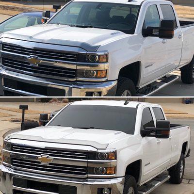 A before and after shot of my work truck.