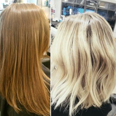 Great before and after! Baby lights with balayage. #simplyhairbyjasmine